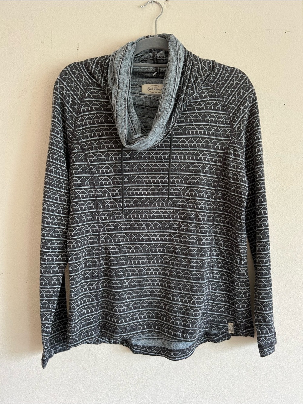 Women's Gray Patterned Turtleneck Pullover